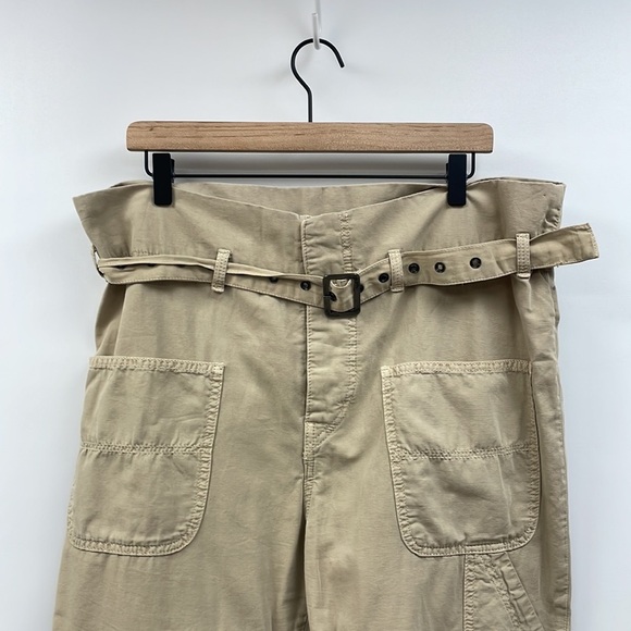 Free People Percy High Rise Paperbag Tapered Cargo Pant Boho 90s Street Khaki 6 - Picture 5 of 11
